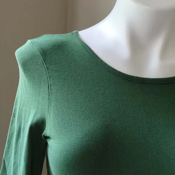 Asos modest long sleeve green midi dress with elastic waist size 6 - Picture 3 of 7